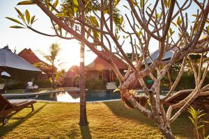 Three monkeys villas Uluwatu as the sun goes down